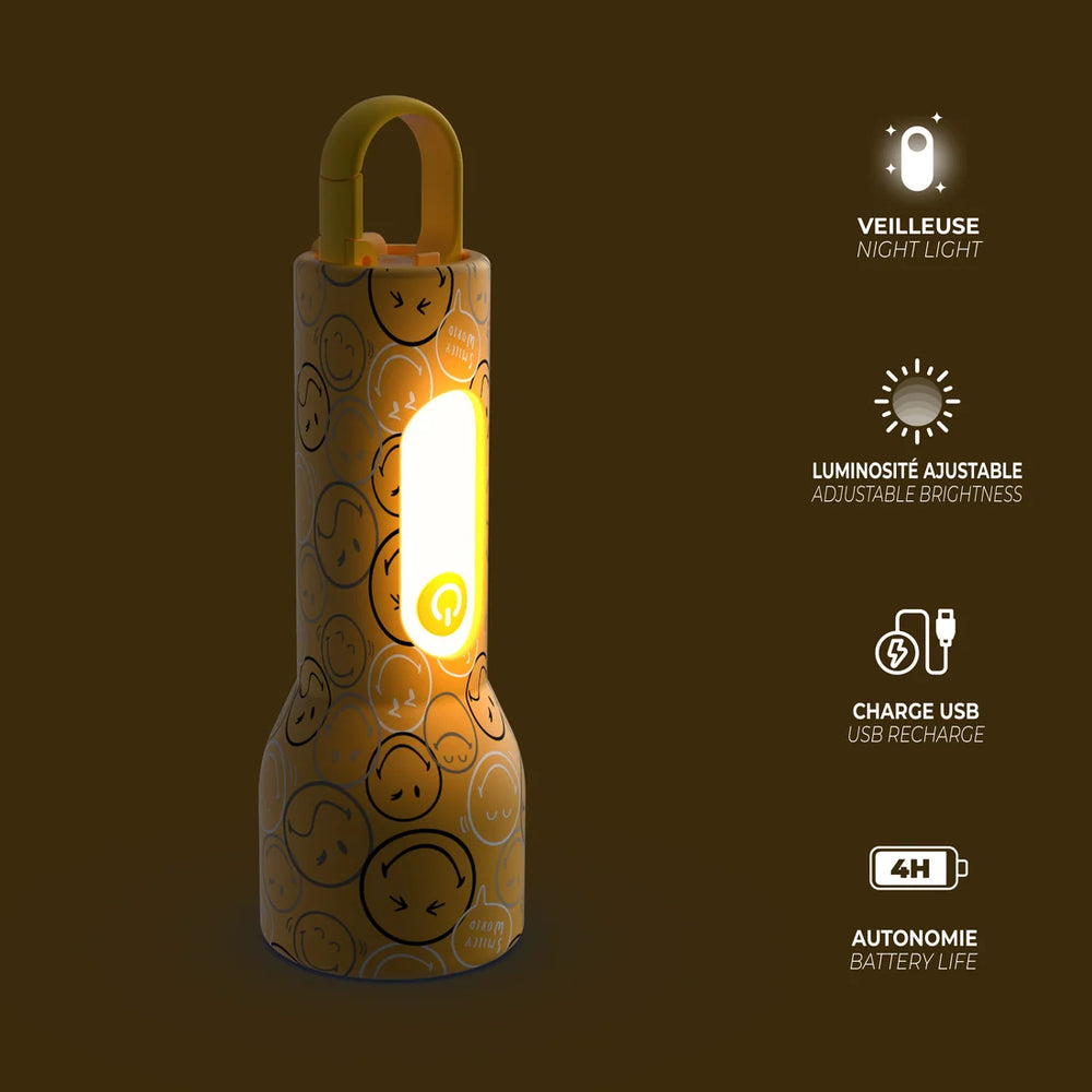 Kinder-Taschenlampe aus Silikon MOB Smiley World in Gelb