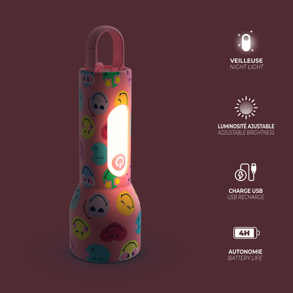 Kinder-Taschenlampe aus Silikon - Smiley World, Rosa (ab 3 Jahren)