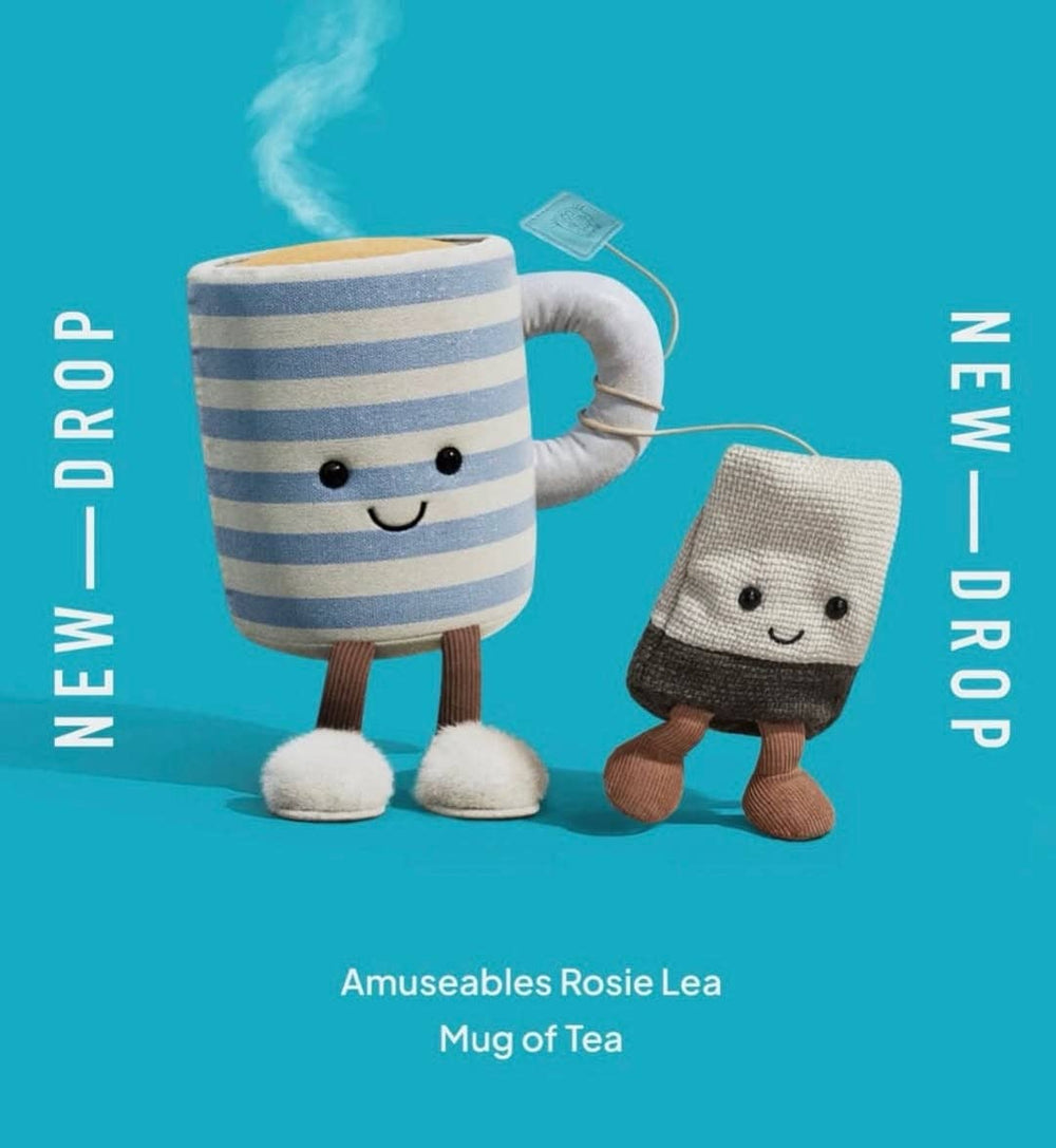 Set: Amuseable Tea Time Duo – Plüsch-Teebeutel & Rosie Lea Tasse