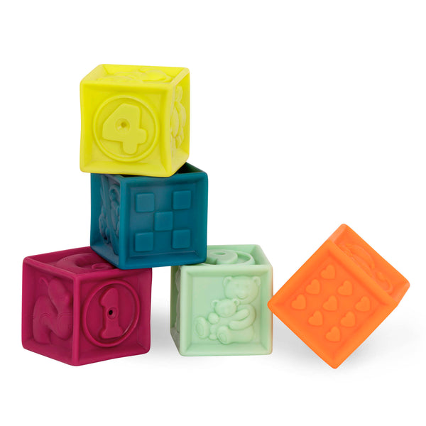 B.Toys weiche Bausteine für Kinder in bunten Farben mit verschiedenen Figuren und Zahlen
