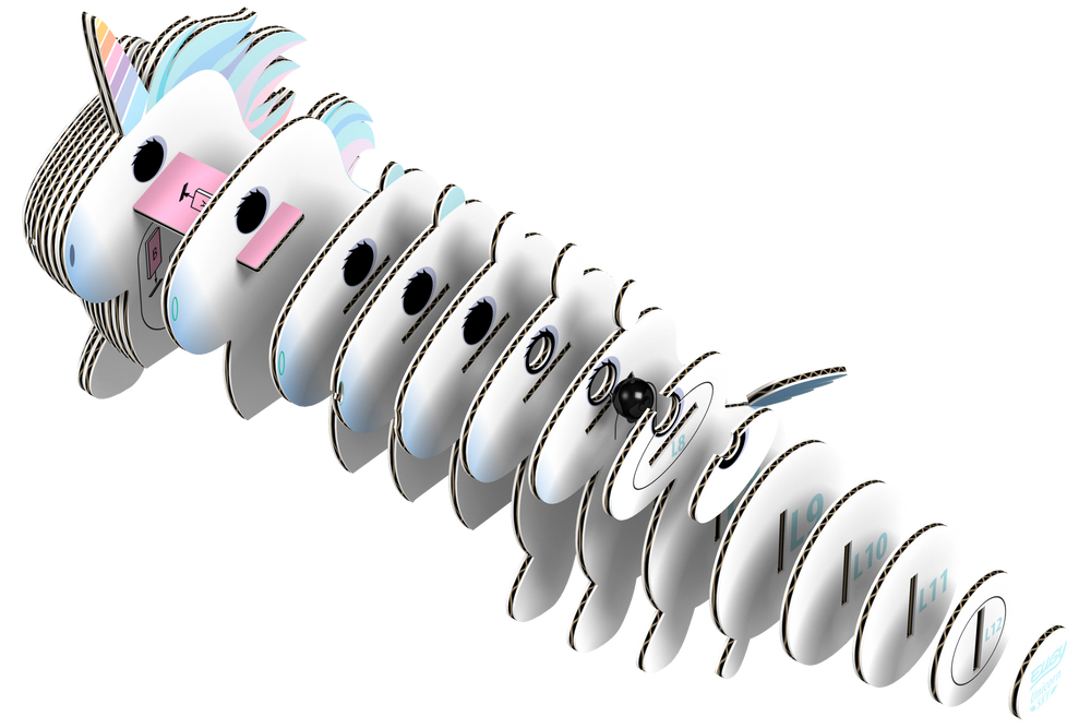 Eugy 3D Öko Einhorn Puzzle aus umweltfreundlichem Material in bunten Farben