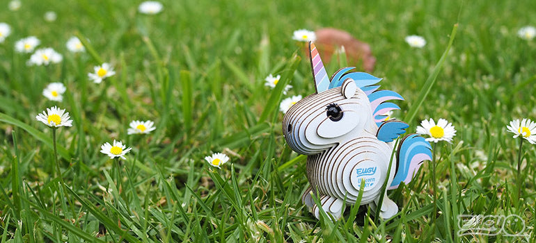 Eugy 3D Öko Einhorn Puzzle aus umweltfreundlichem Material in bunten Farben