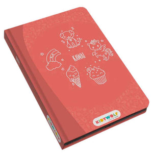Grafiktablett Kidydraw Mini – Kawai mit bunten, niedlichen Motiven auf rotem Hintergrund