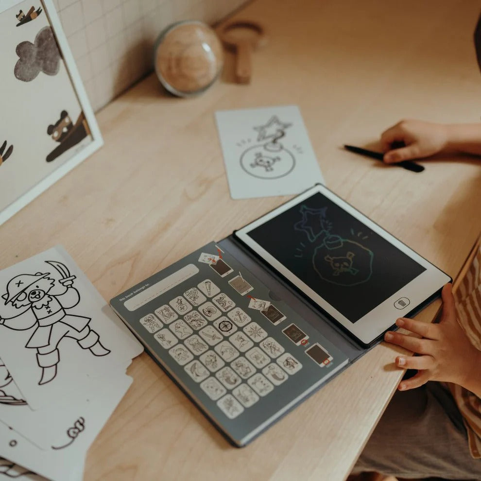 Grafiktablett Kidydraw Mini Ozean & Piraten mit bunten Zeichnungen und Stift zum kreativen Malen