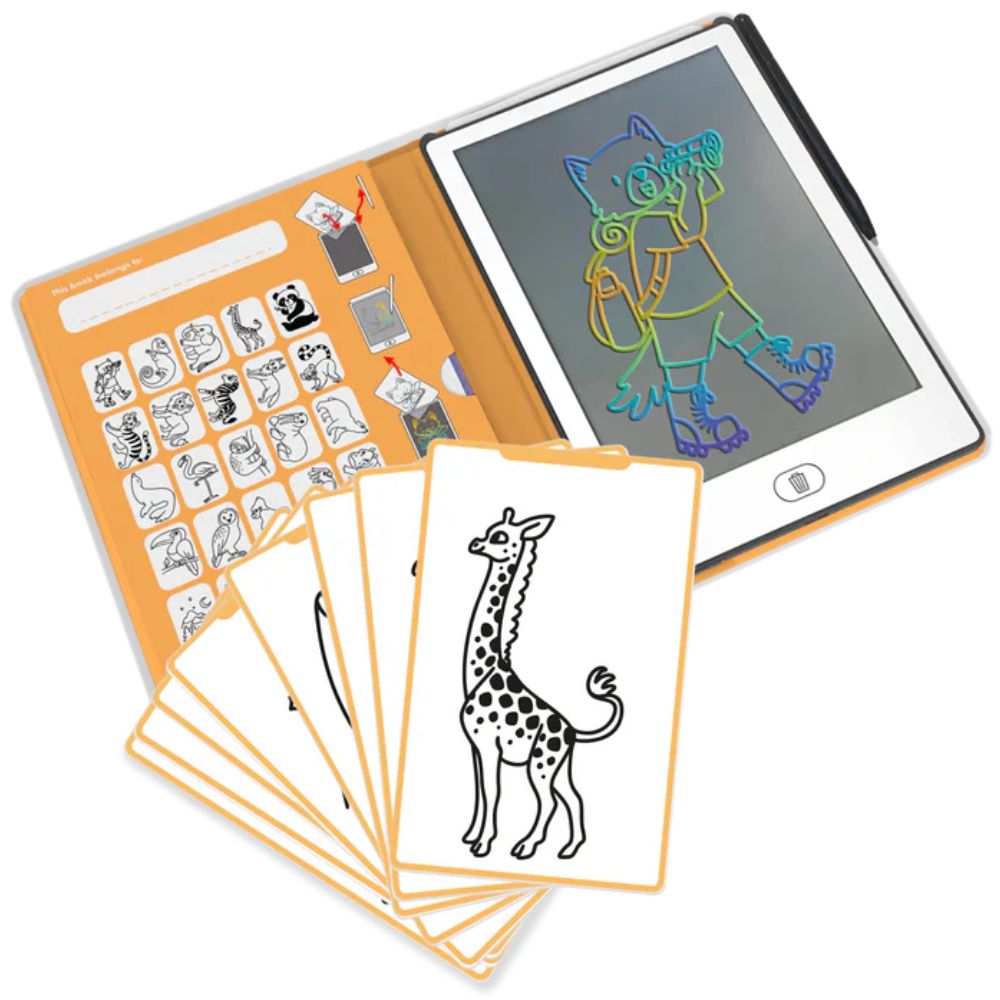 Grafiktablett Kidydraw Mini – Tiere mit Tiervorlagen und Zeichenfunktionen für kreative Kinder