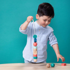 Holz Fädelspielzeug Kinder mit bunten Perlen für kreative Spielstunden und Feinmotorikentwicklung