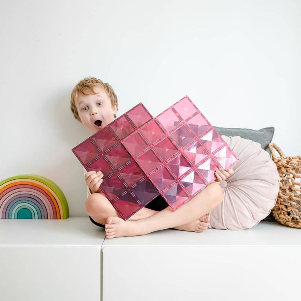 Magnetbausteine – Pastell-Rosa- & Beere-Grundplatte 2 Teile - tablude.com