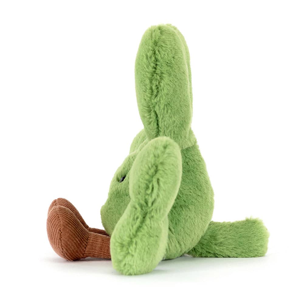 Jellycat Glücksklee Plüschspielzeug in grün mit lächelndem Gesicht für Kinder und Babys