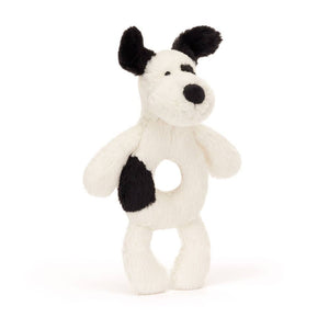 Jellycat Rassel in Form eines Hundes mit weichem Fell und praktischer Greiföffnung
