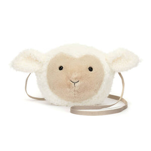 Jellycat Umhängetasche in Form eines niedlichen Schafes mit weichem Fell und Trageriemen