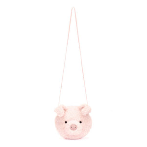 Jellycat Umhängetasche in Form eines süßen rosa Schweins mit langem Trageriemen