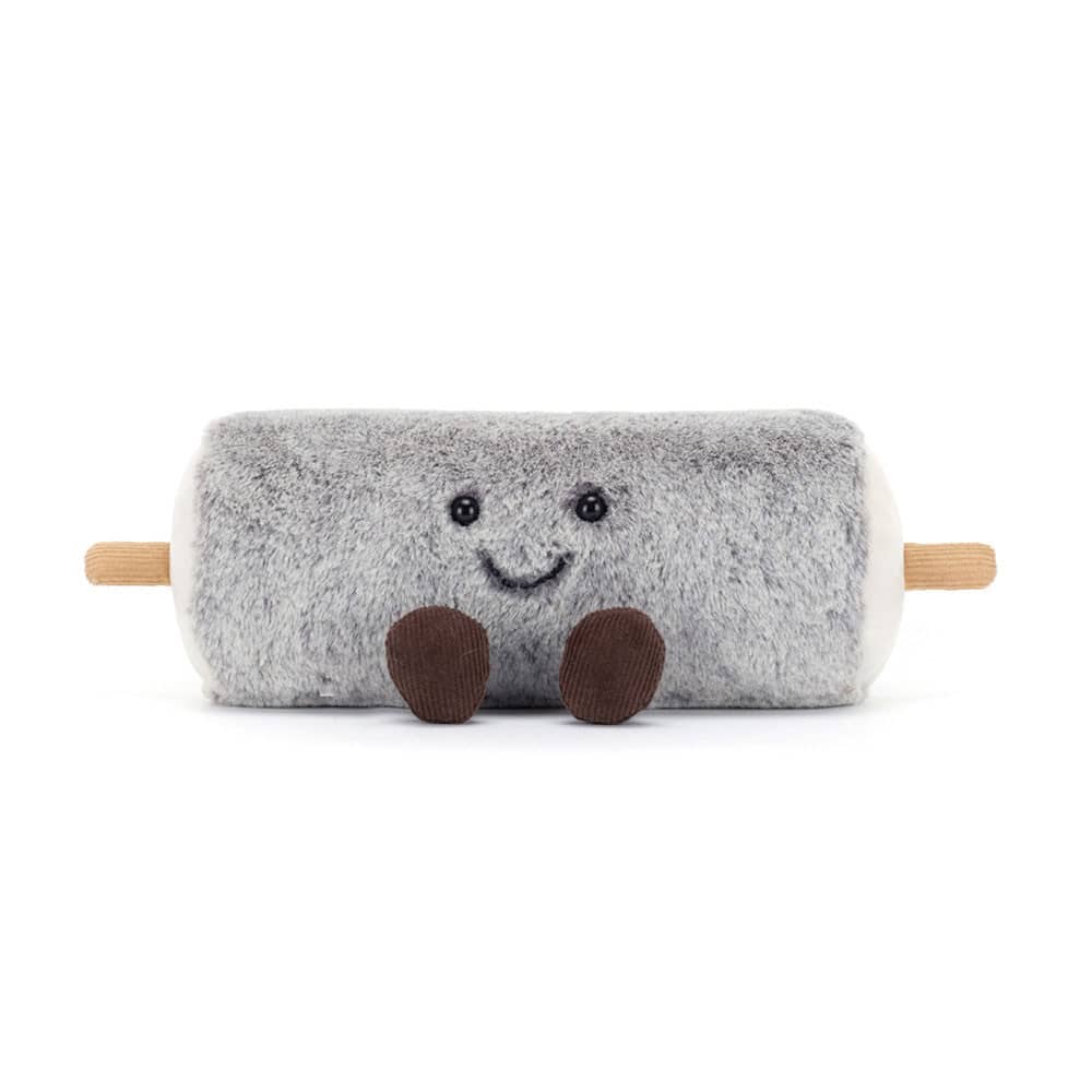 Jellycat Ziegenkäse Kuscheltier in grauer Farbe mit freundlichem Gesicht und niedlichen Beinen
