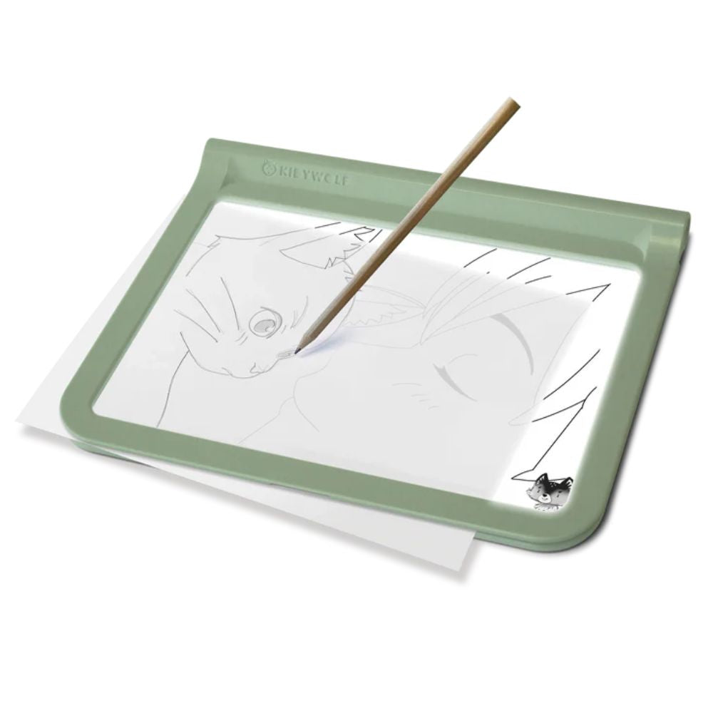 Leuchttafel Kidydraw Pro in Grün mit beleuchtetem Zeichenbereich für kreative Zeichnungen