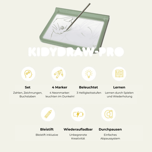 Leuchttafel Kidydraw Pro von Kidywolf mit 4 Neonmarkern und einfachem Abwaschen für kreative Kinderaktivitäten