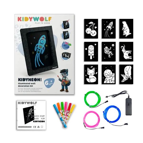 Set zum Basteln einer leuchtenden Wanddekoration – Kidyneon Pack 9 Stück
