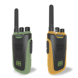 Kidywolf Walkie-Talkie Set in Grün und Gelb für klare Kommunikation im Freien