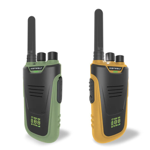 Kidywolf Walkie-Talkie Set in Grün und Gelb für klare Kommunikation im Freien