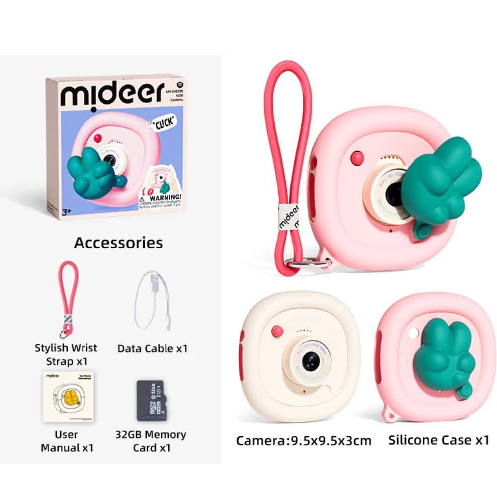 Mideer Kinderkamera rosa mit süßem Design und einfacher Handhabung für kleine Fotografen