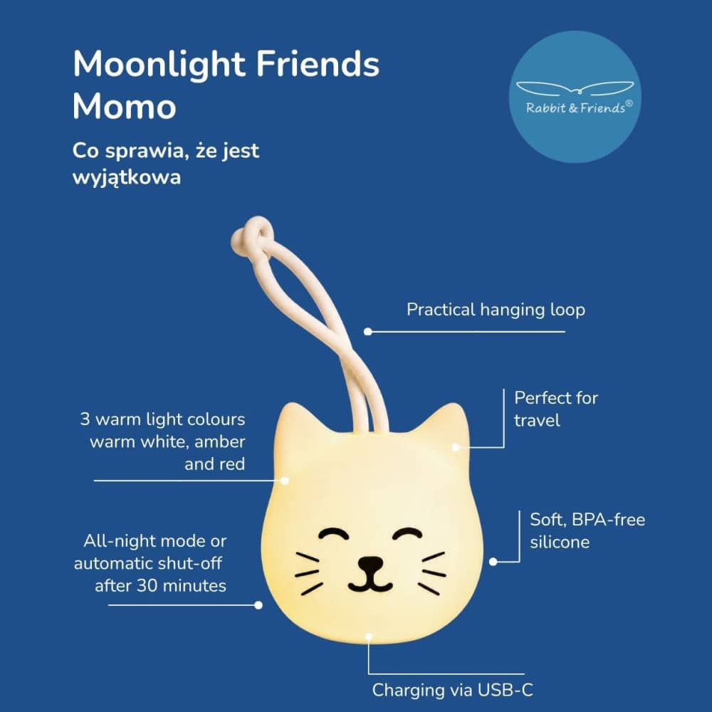 Rabbit & Friends Nachtlicht zum Aufhängen Moonlight Friends Katze Momo
