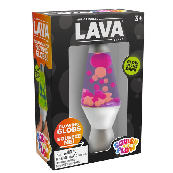 Schylling Lava Squish N'Flow progressive Spielzeuglampe mit leuchtenden pinken und orangefarbenen Globs