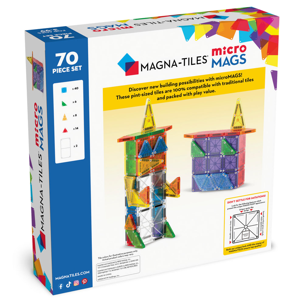 MAGNA-TILES microMAGS Magnetbausteine Set 70 Teile für kreative Bauprojekte und Spielspaß