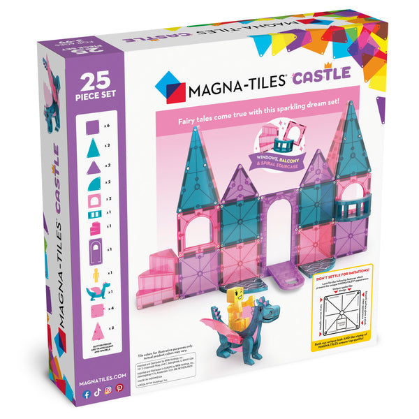 MAGNA-TILES Magnetbausteine Burg Set mit 25 Teilen für kreative Bauprojekte und fantasievolle Spielwelten