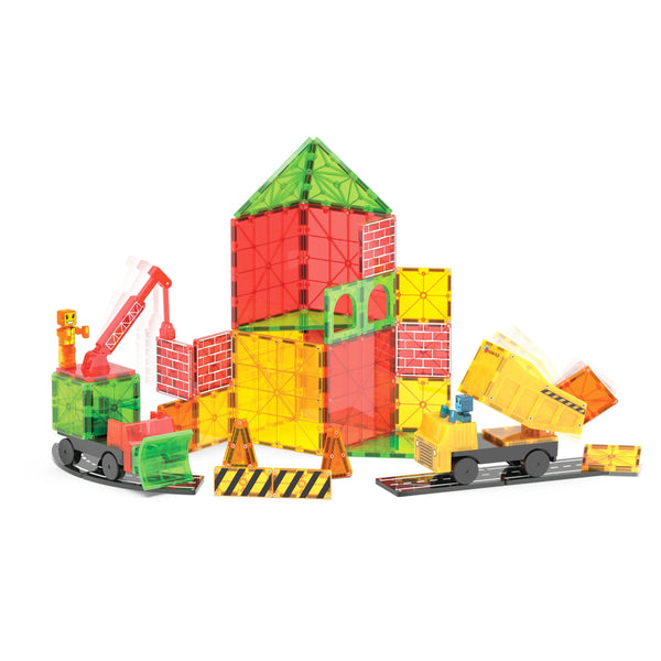 Magnetbausteine für Kinder von MAGNA-TILES zum Bau von Fahrzeugen und Gebäuden in bunten Farben