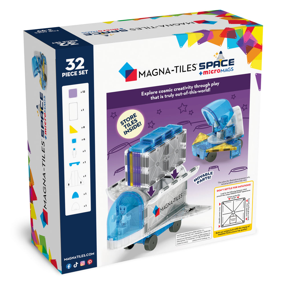 Magnetbausteine Kosmos Set von MAGNA-TILES mit Raketenmodell und Astronautenfigur