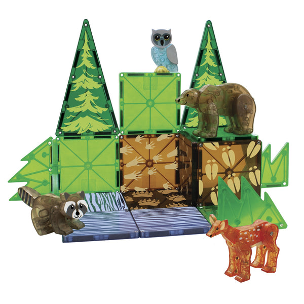 Magnetbausteine Waldtiere Set mit Bäumen und Tierfiguren für kreatives Spielen und Bauen