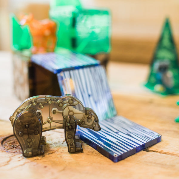 Magnetbausteine Waldtiere Set mit transparenten Tieren und Spielelementen für kreatives Spielen