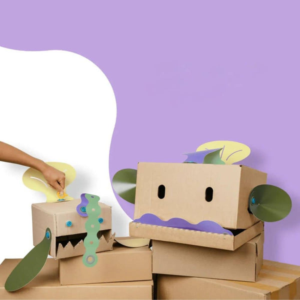 Makedo kreatives Formenset Kinder mit Karton-Monstern zum Basteln und Spielen