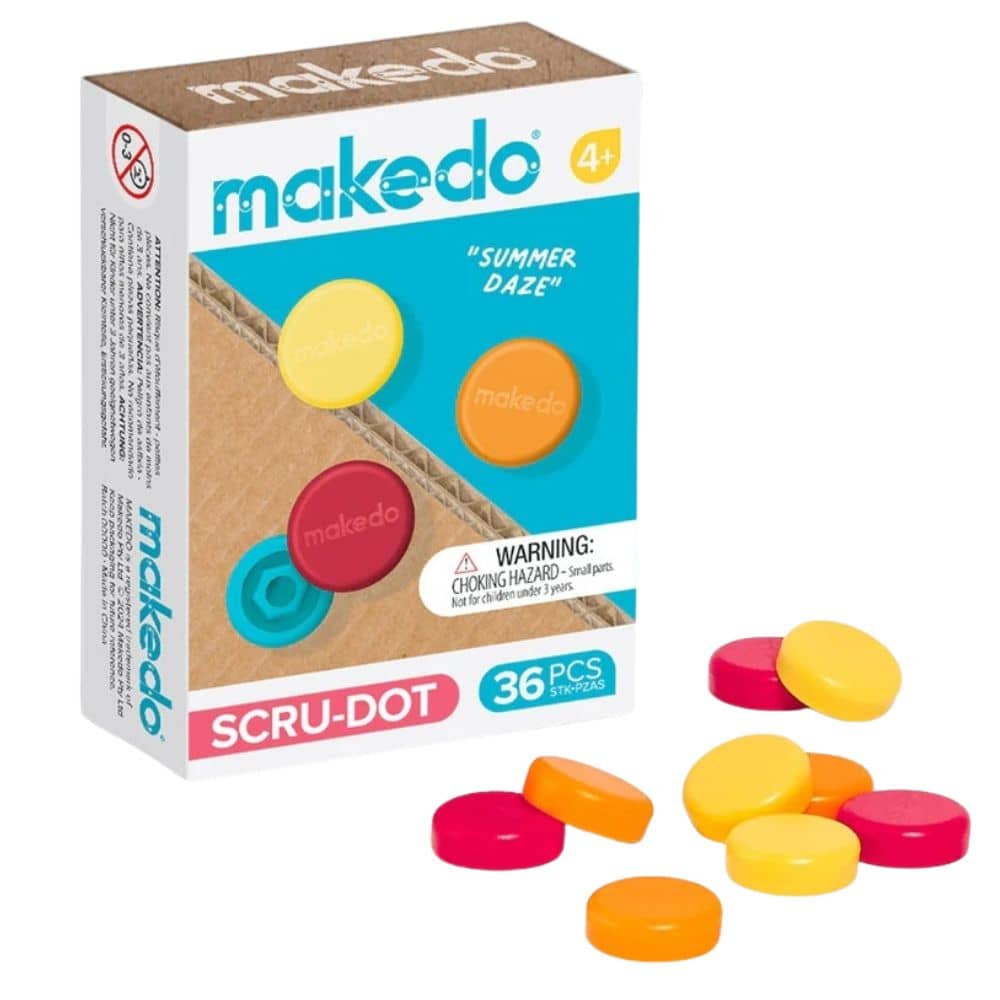Makedo Scru-Dot Summer Daze kaufen, 36 bunte Schraubenkappen für kreative Bastelprojekte