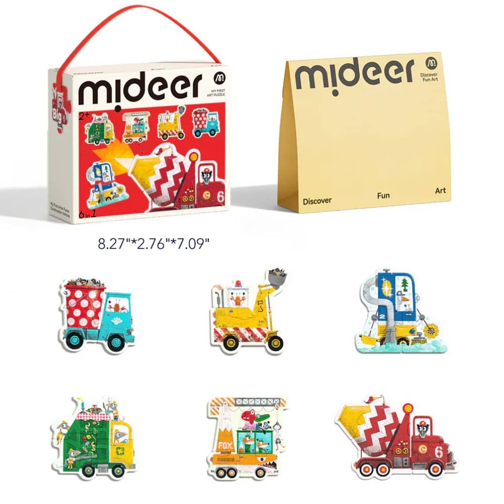 Mideer erste Puzzles für Kleinkinder im praktischen Tragekoffer mit bunten Fahrzeugmotiven