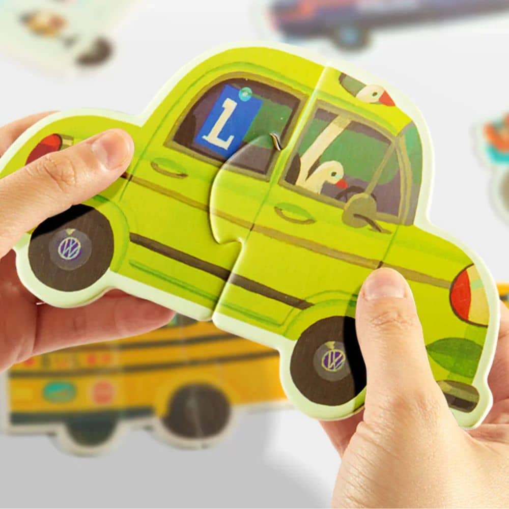 Mideer erste Puzzles für Kleinkinder im praktischen Tragekoffer mit bunten Fahrzeugmotiven