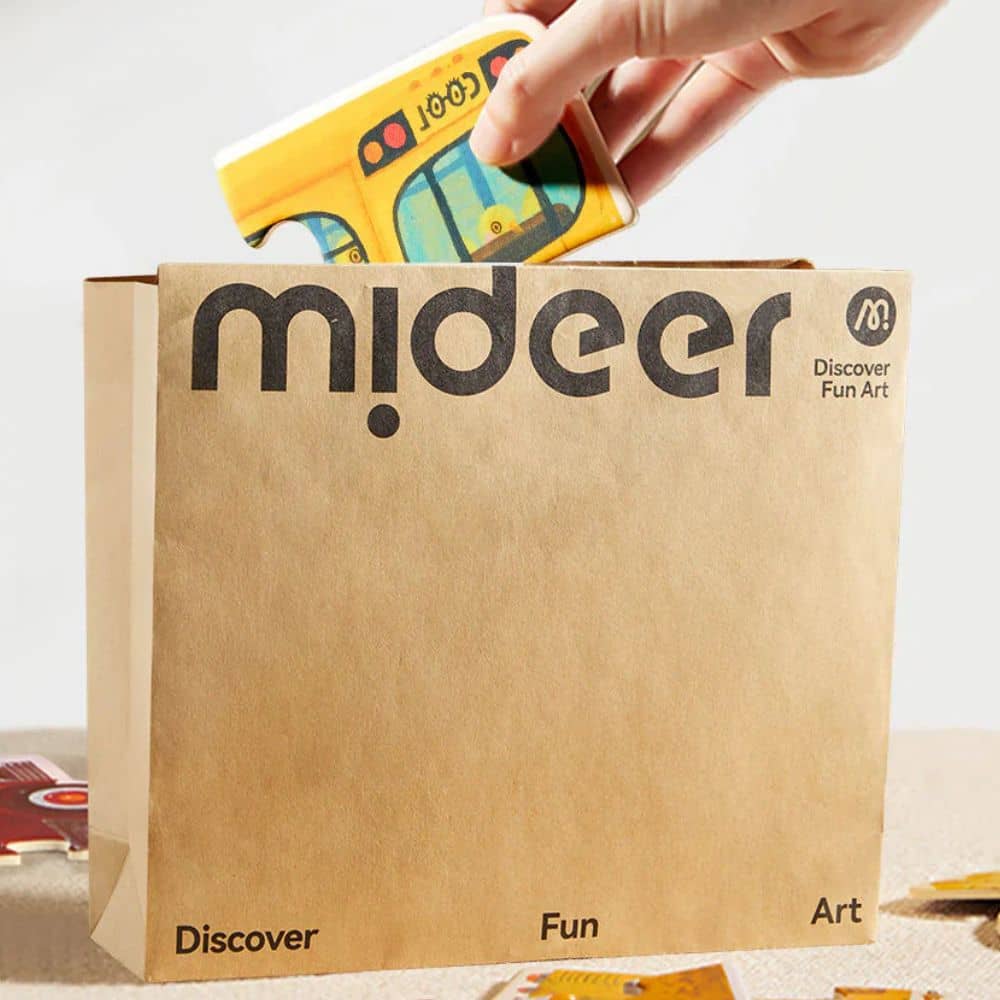 Mideer erste Puzzles für Kleinkinder im praktischen Tragekoffer mit bunten Fahrzeugmotiven