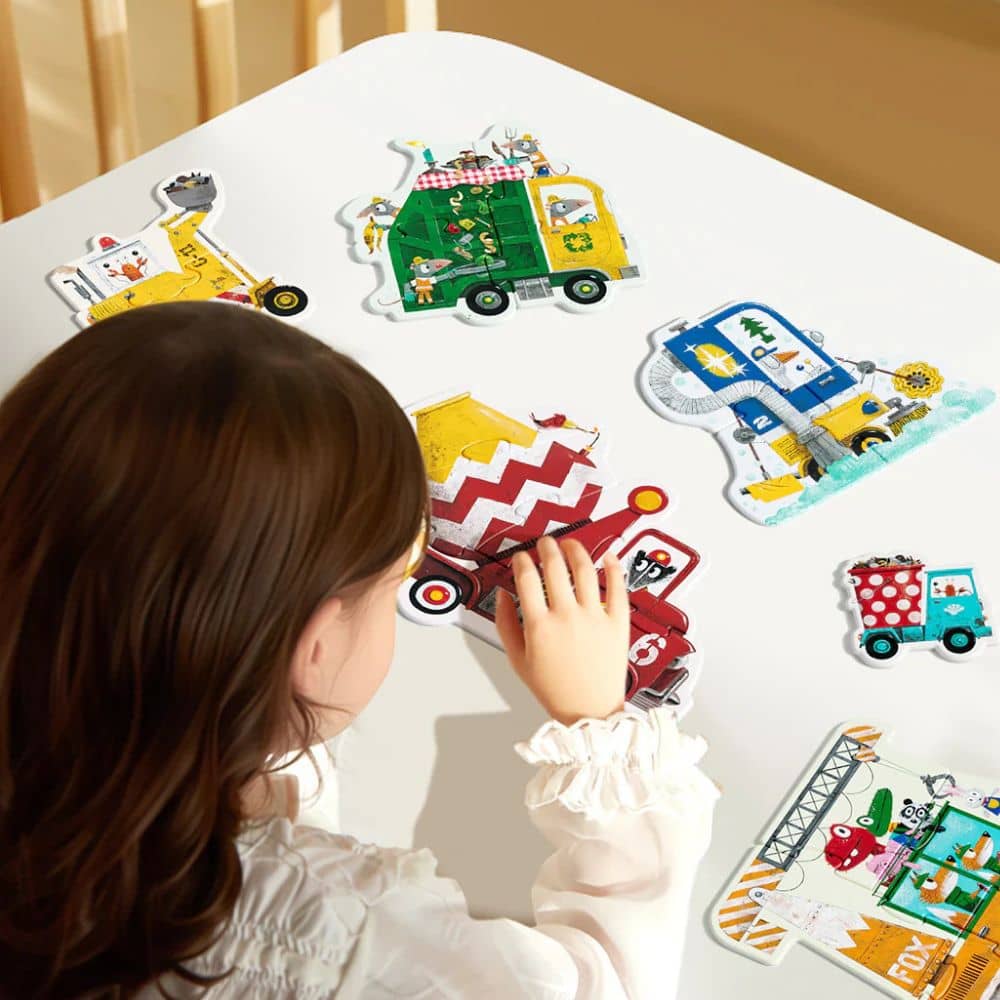 Mideer erste Puzzles für Kleinkinder im praktischen Tragekoffer mit bunten Fahrzeugmotiven