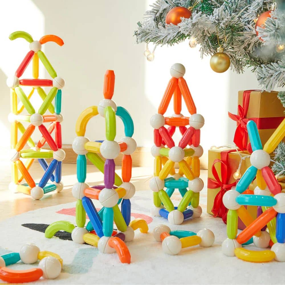Mideer Magnetspielzeug für Kinder in einem bunten Eimer mit 60 Teilen für kreatives Spielen