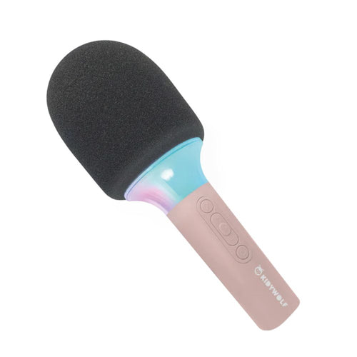 Kidywolf Mikrofon mit Sprachmodulation in Rosa und Beleuchtung für kreative Sprachprojekte