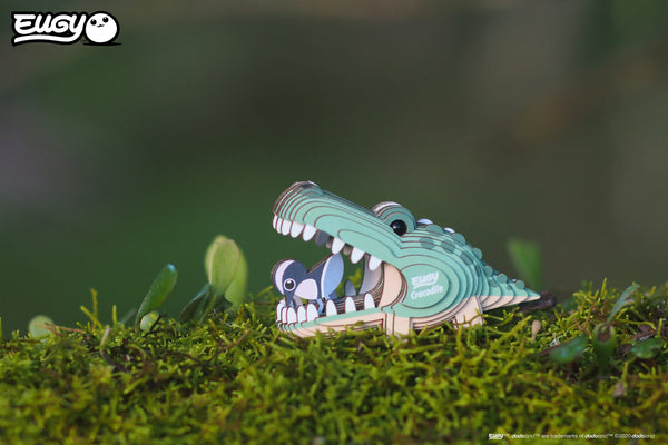 Eugy Öko Puzzle 3D Krokodil aus Karton für kreative Bastelstunden in der Natur