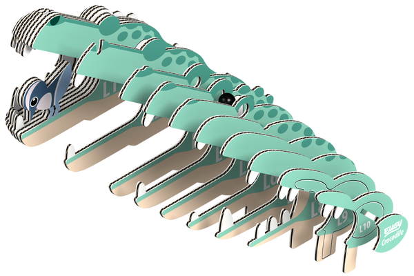 Eugy Öko Puzzle 3D Krokodil in Mintgrün mit detaillierten Schichten für kreativen Spaß