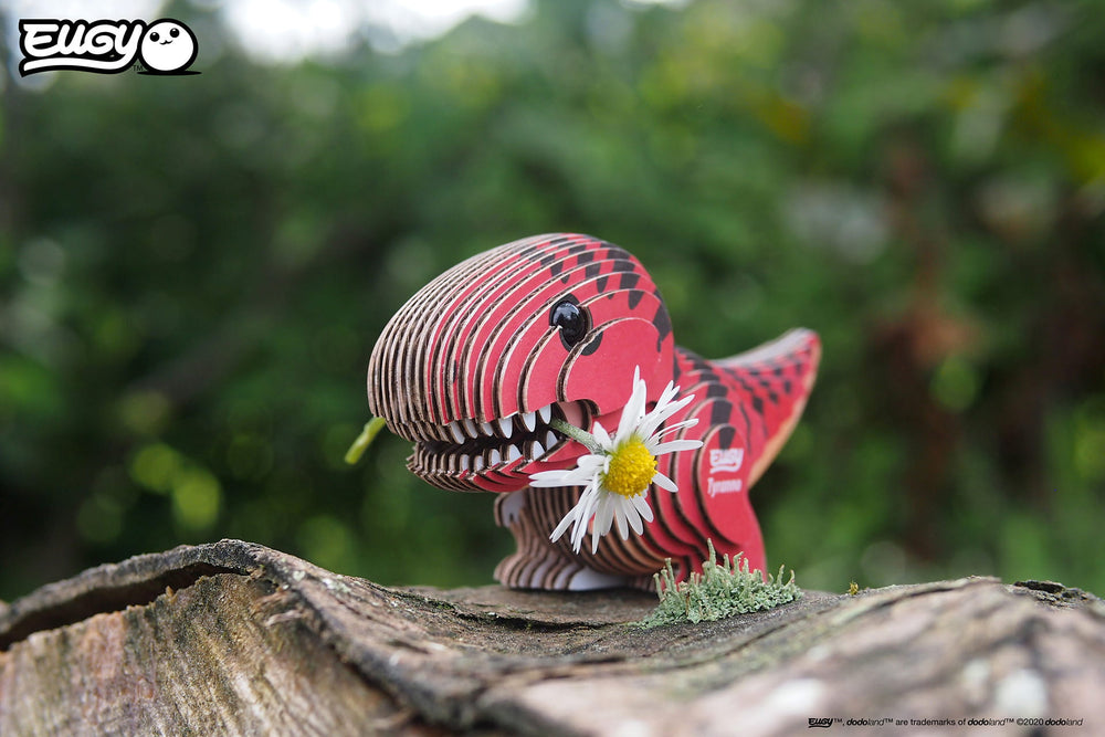Öko 3D Puzzle Tyrannosaurus in rot mit detailreicher Gestaltung und stabilen Teile für kreatives Spielen