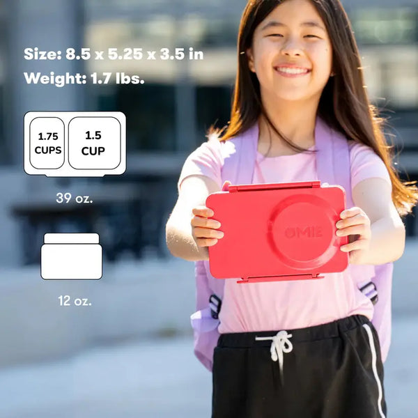 Lunchbox mit Thermosbehälter OmieBox Up – Cherry Pink