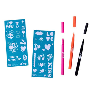 OMY Tattoo Marker Set für Kinder mit bunten Stiften und Tattoos für kreativen Spaß