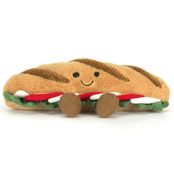 Jellycat Plüsch Baguette Caprese mit fröhlichem Gesicht und bunten Zutaten