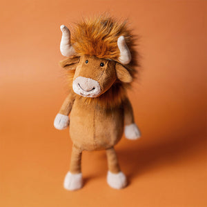 Jellycat Plüsch-Bulle Ramone 33 cm Kuscheltier mit braunem Fell und großen Hörnern