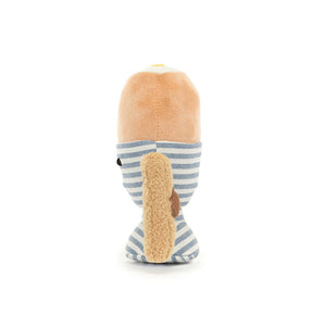 Jellycat Plüsch Ei im Glas mit gestreiftem Outfit und süßem Schwanz für Kinder