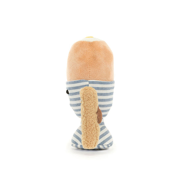 Jellycat Plüsch Ei im Glas mit gestreiftem Outfit und süßem Schwanz für Kinder