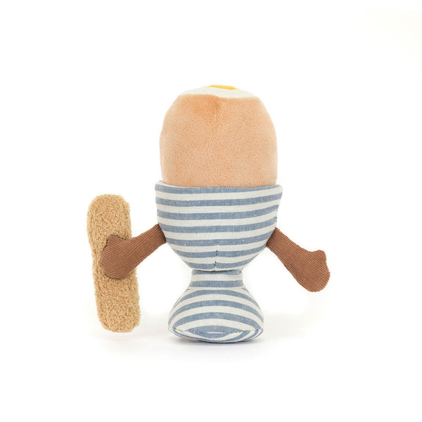 Jellycat Plüsch Ei im Glas mit gestreiftem Design und kleinen Armen für Kuschelspaß