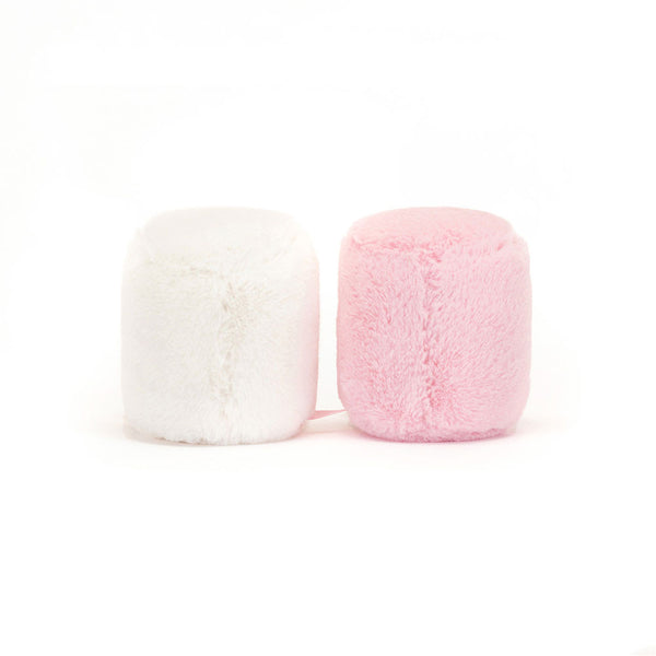 Jellycat Plüsch-Marshmallows 9 cm in weiß und rosa als weiche Kuscheltiere