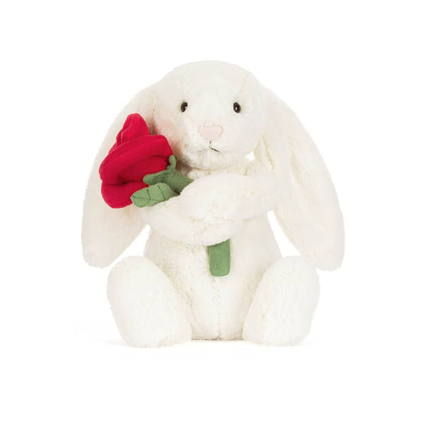 Jellycat Plüschhase mit einer roten Rose für romantische Anlässe